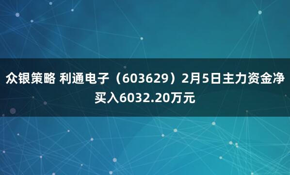 众银策略 利通电子（603629）2月5日主力资金净买入6032.20万元